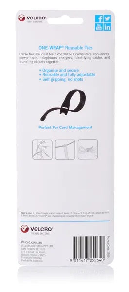 Resuable One-Wrap Velcro Ties